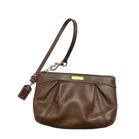 Coach brown leather wristlet bag - Picture 1 of 7